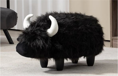 Harry the Buffalo Cow Storage Ottoman- Black