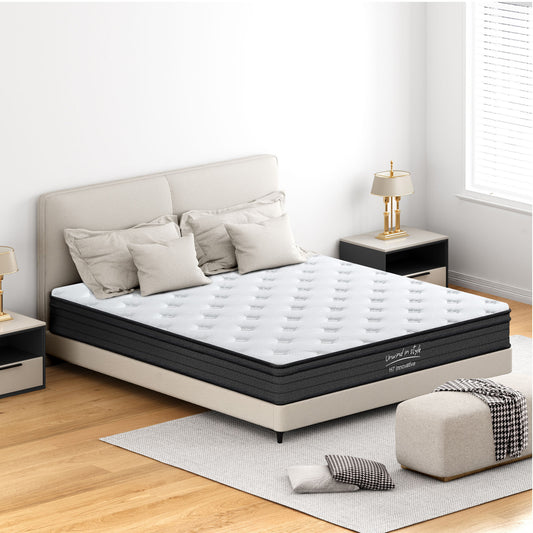Queen Size Mattress,10 Inch Hybrid Mattress, Individually Pocketed Innerspring, Medium Firm