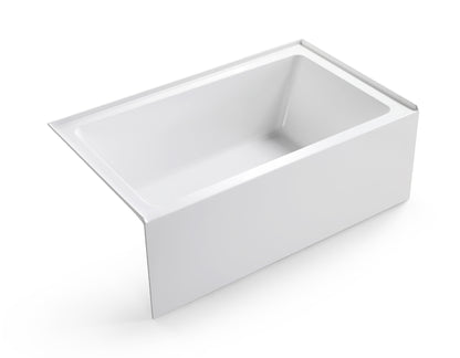 60" x 36" Alcove Bathtub, Acrylic Soaking Tub with Ergonomic Backrest, Anti-Slip Base, Left Drain, Glossy White