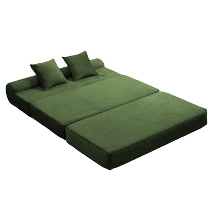 Convertible Corduroy Sofa Bed, 2‑Seater Fold‑Out  Compressed Sofa, Multi‑Functional Floor Couch for Living Room Guest Room