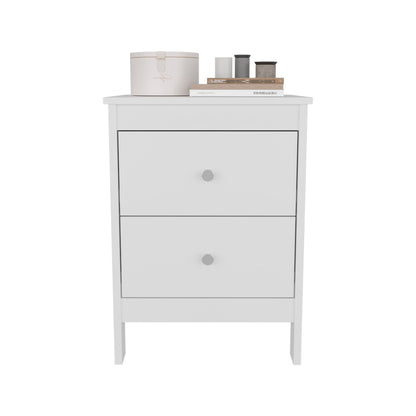 Nightstand, 2 Drawers, White