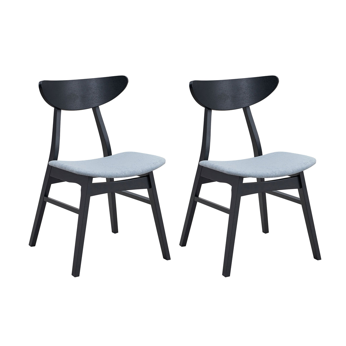 Wooden Dining Chairs Set of 2, Modern Soft Upholstered Kitchen Side Chairs, Wooden Frame Kitchen Chairs, Black