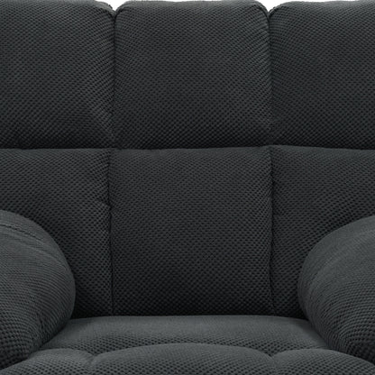 Modern Manual Rocker Recliner Chair with Nubby Upholstery Fabric in Dark Grey, Fabric +Wood and Metal Construction