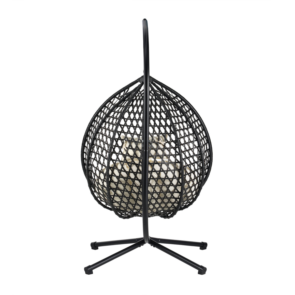 U_STYLE Sturdy Hammock Chair with Stand, Durable Hanging Egg Chair with Rattan Weaving ,Comfortable Indoor Outdoor Swing  chairs with Soft Removable Cushion,Suitable for Balcony, Bedroom,or Garden