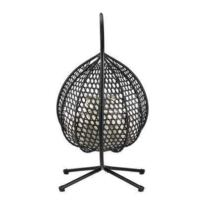 U_STYLE Sturdy Hammock Chair with Stand, Durable Hanging Egg Chair with Rattan Weaving ,Comfortable Indoor Outdoor Swing  chairs with Soft Removable Cushion,Suitable for Balcony, Bedroom,or Garden