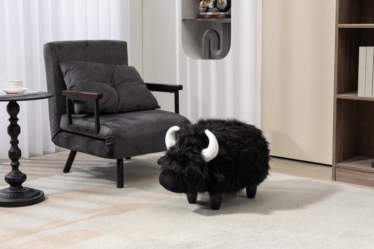 Harry the Buffalo Cow Storage Ottoman- Black