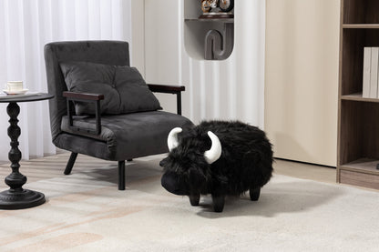 Harry the Buffalo Cow Storage Ottoman- Black