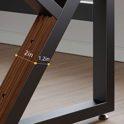 Solid Wood 55.1-Inch Extra Long Desk,Thickened Desk,Two Person Double Desk for Home Office, Wooden Long Computer Desk,Writing Table for Office, Walnut