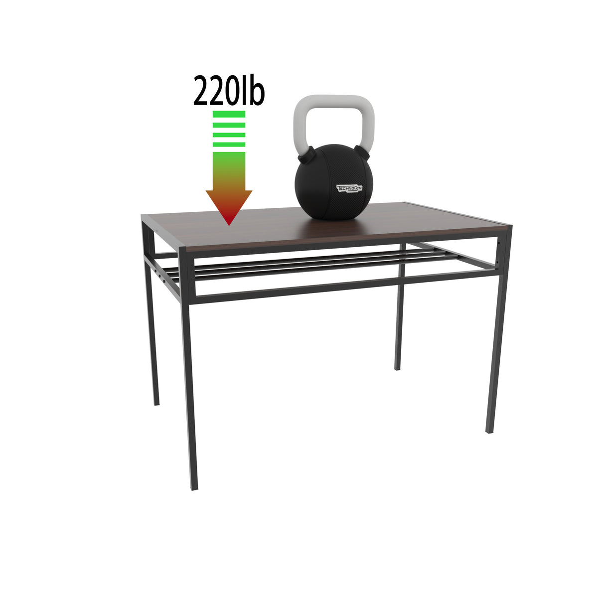 4-Piece Rectangular Dining Table Set with 4 Chairs, Industrial Wood Grain Kitchen Table with Built-in Wine Storage Rack, Space Saving Metal Frame Dinner Furniture for Apartment Kitchen Dining Room