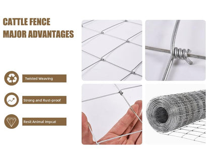 Farm Livestock Fence, 4.9*328FT Galvanised Iron Wire Farm Fence Cattle Fence Deer Fence Grassland Fence,Please Check Size Chart, Not for Small Animals