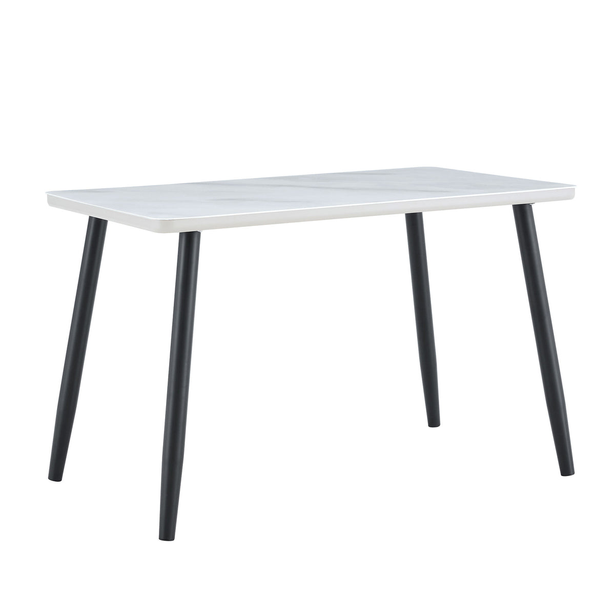 Modern minimalist rectangular dining table, suitable for 4-6 people. Tempered glass countertop+lower MDF board, imitation marble texture – Model W1151S04621