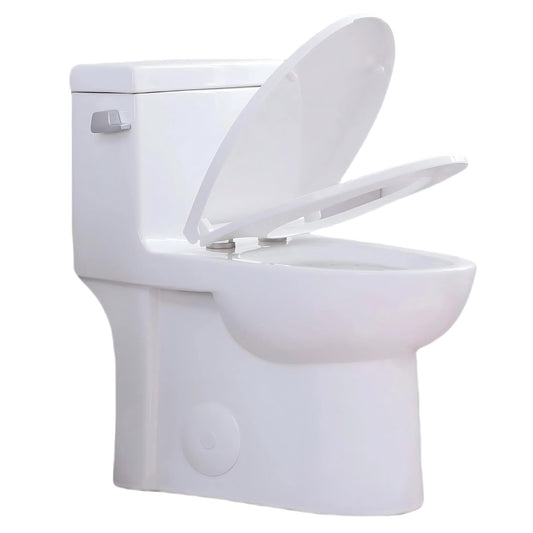 Gloss White GW-003S Tornado Flush One-piece Elongated Toilet with Siphonic Side Press, ADA Comfort Chair Height