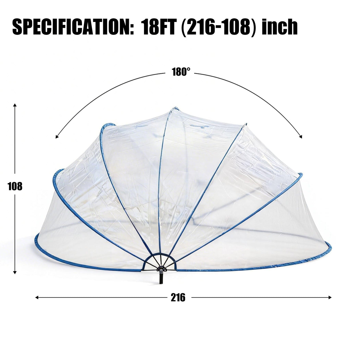 NEW 18ft Ground-Mounted Retractable Pool Cover, PVC Film Fiberglass Rod Pool Fence, Outdoor Pool Accessories, Suitable for 17.7FT and smaller Round Pools