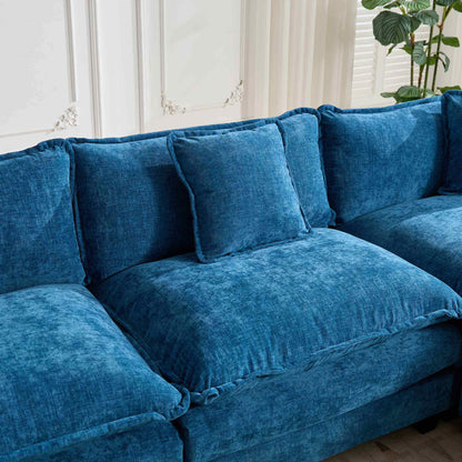 Cloud Sofa 3 Seats (Ottoman is not included), Modern Sectional Couch, Comfy Double Layer Upholstered Seat Cushion – Blue