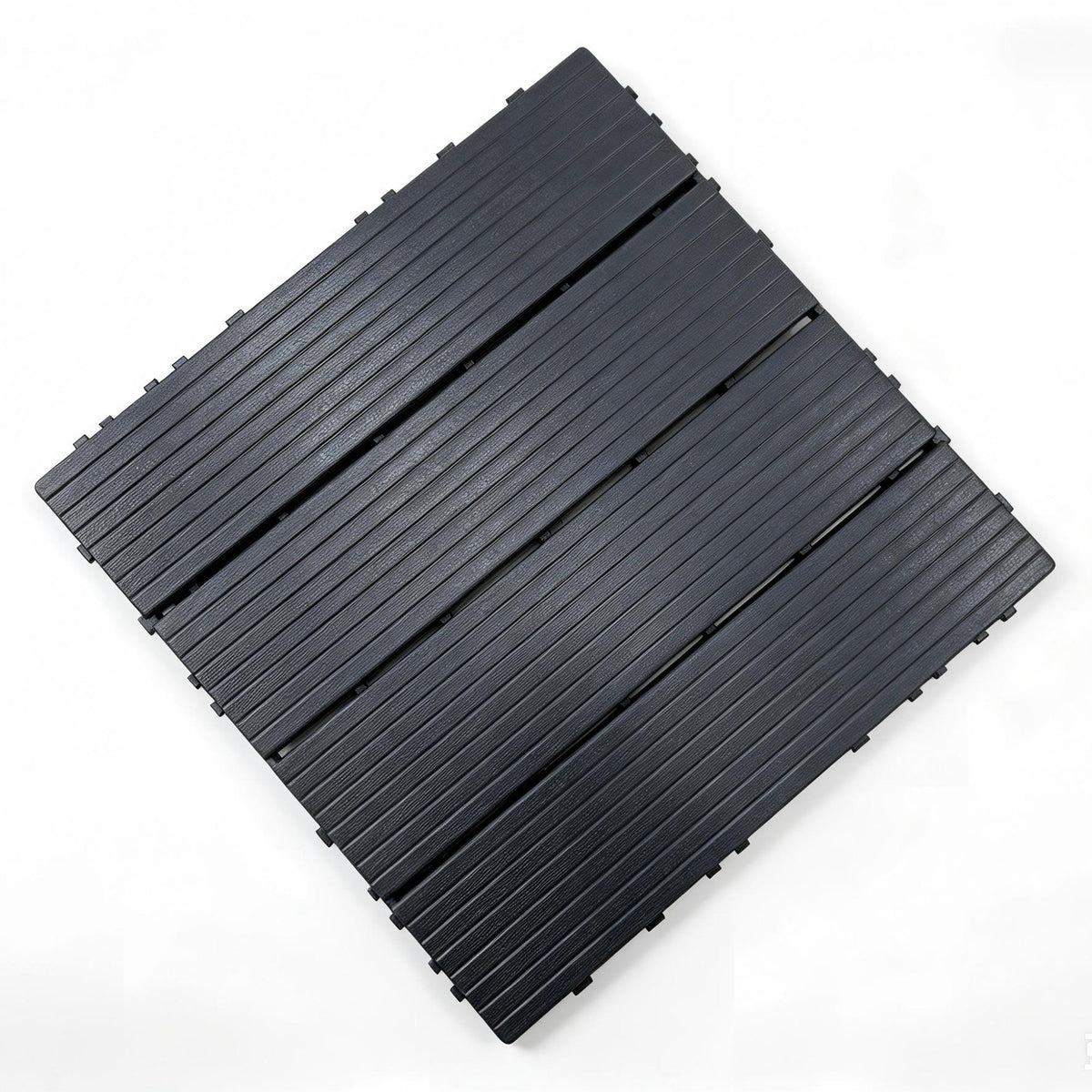 Plastic Interlocking Deck Tiles, 44 Pack 12"x12" Waterproof Non-Slip Outdoor Patio Flooring, All Weather Drainable Snap Together Decking Tiles for Poolside, Porch, Garden, Backyard & Shed Floor,Grey