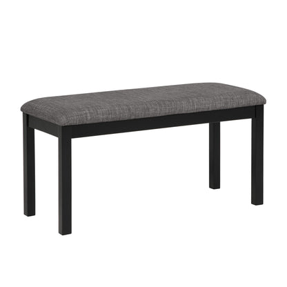 Modern 6-Piece Dining Table Set with Bench and Chairs for Dining Room or Kitchen - Light Grey & Black Two-Tone