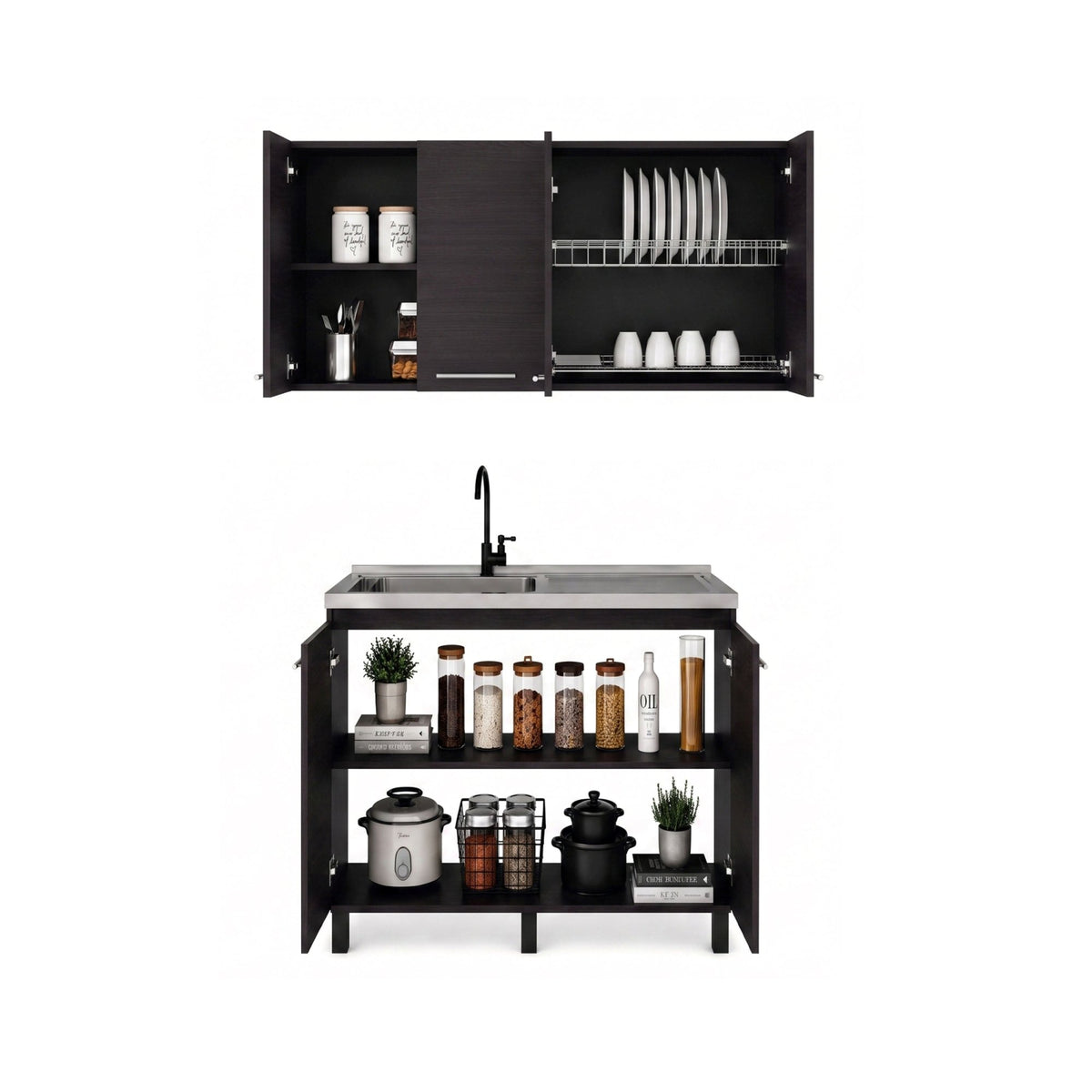 Wenge 2-Piece Kitchen Sink Cabinet Set