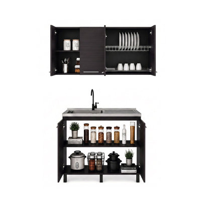 Wenge 2-Piece Kitchen Sink Cabinet Set