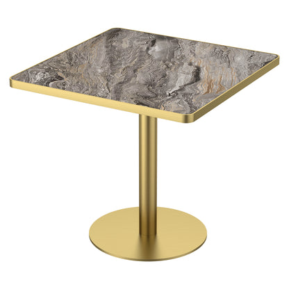 31.5'Square Modern Tulip Dining Table, Sintered Stone Tabletop with Luxury Faux Marble Print, Stainless Steel Bracket Base, Scratch & Wear Resistant, Waterproof Surface, Ideal for Indoor & Outdoor Use
