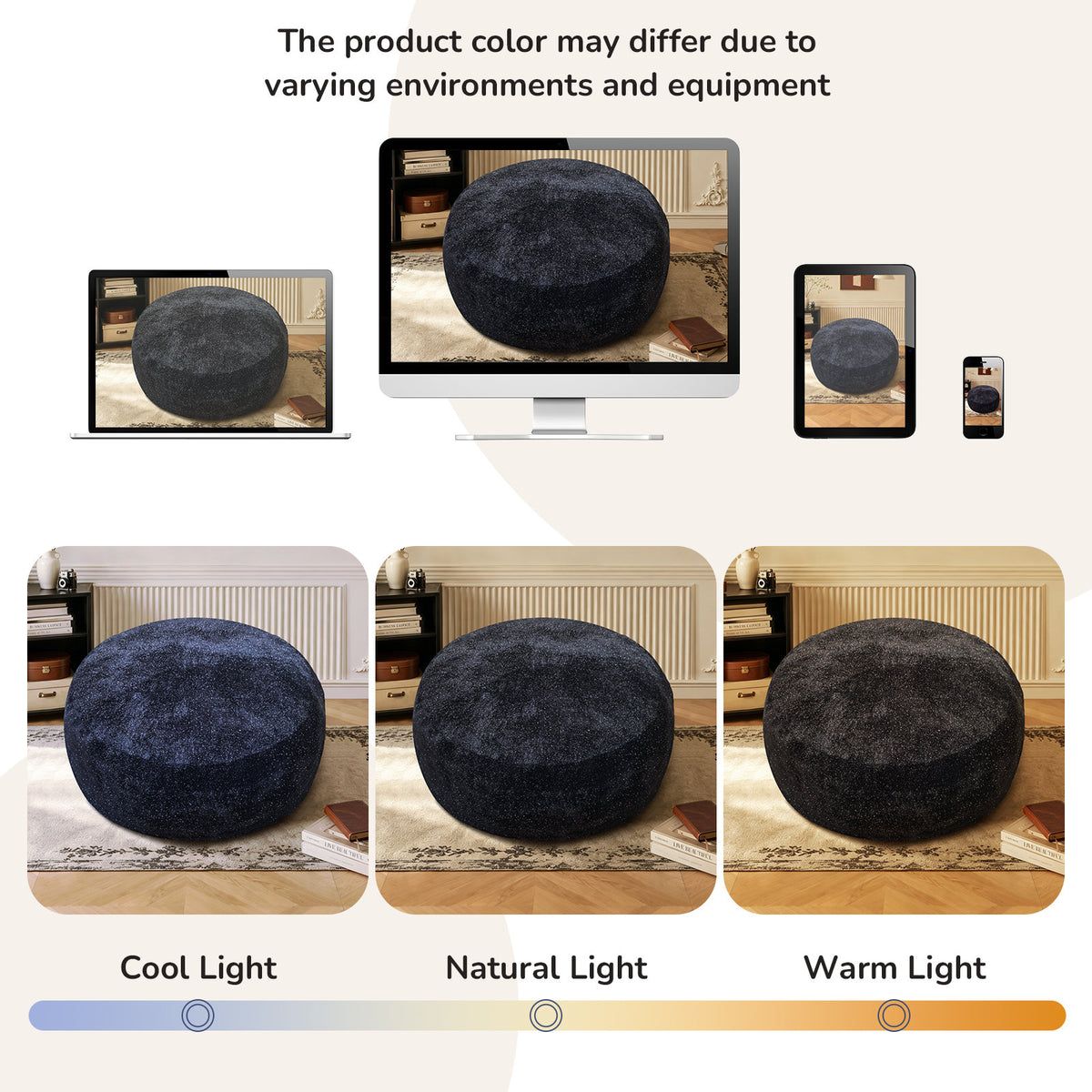 Starry Sky 4FT bean bag chair,Plush Fabric with Lurex,Shiny Silver Thread Faux Fur Plush,memory foam filling,round sofa for living room, bedroom, college dorm.