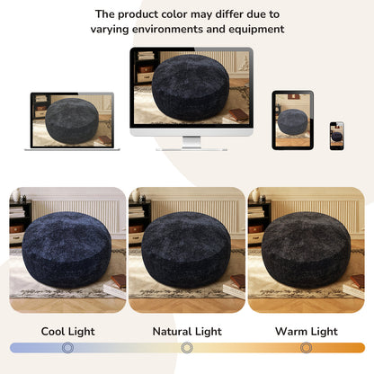 Starry Sky 4FT bean bag chair,Plush Fabric with Lurex,Shiny Silver Thread Faux Fur Plush,memory foam filling,round sofa for living room, bedroom, college dorm.