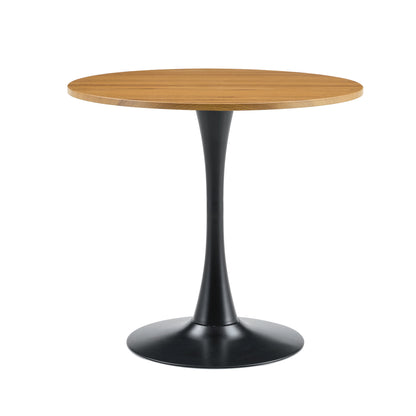 Round Dining Table, 31.5" Circle Tulip Table with Thickened Tabletop & Metal Pedestal, Mid Century Modern Bistro Table for Kitchen, Small Places, Living Room, Cafe (Faux Wood)W2920P405350