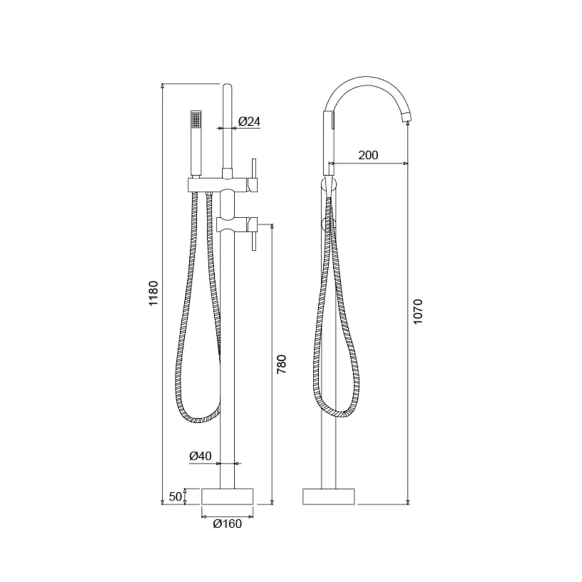 Matte Black Freestanding Tub Faucet, Floor Mounted Bathroom Faucet, Brass Single Handle with Hand Shower, High Flow 6 GPM