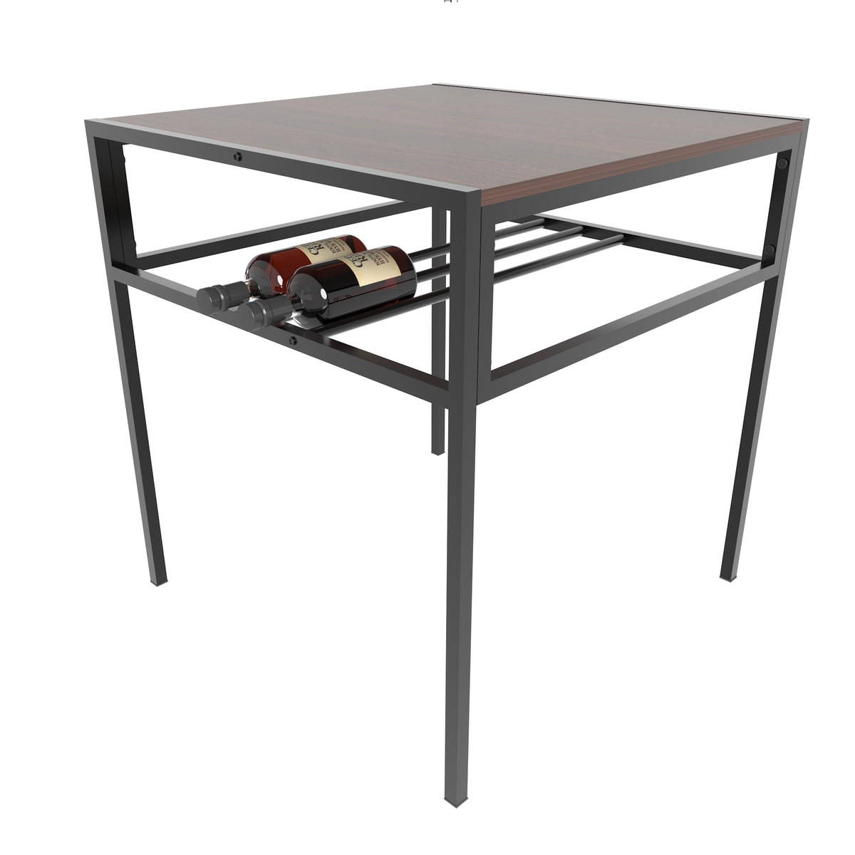 Industrial Dining Table Set with 2 Chairs, Small Square Kitchen Table with Storage Rack for Small Space Apartment
