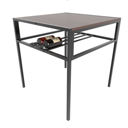 Industrial Dining Table Set with 2 Chairs, Small Square Kitchen Table with Storage Rack for Small Space Apartment