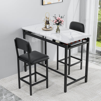 Kitchen Table Set, Dining Table and Chairs for 2, 3 Piece Dining Room Table Set with 2 Upholstered Chairs, Bar Dining Table Set, Breakfast