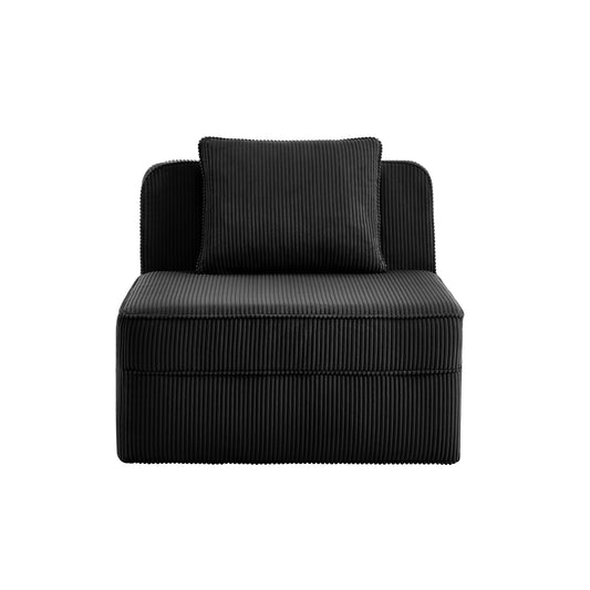 Armless Sofa W/Pillow Corduroy black