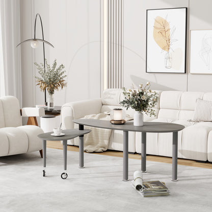 Contemporary rotatable cocktail table with solid rubber wood legs, 360 degree rotating coffee table with wood grain veneer tabletop grey brown / walnut / black finish for living room, bedroom