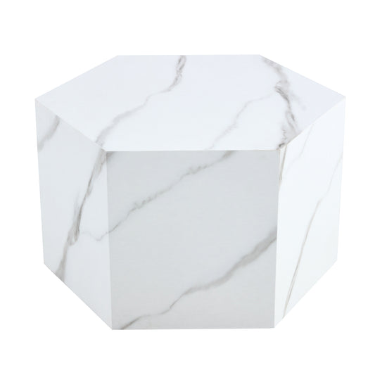 Modern MDF Coffee Table with Complex Texture Patterns, Stylish and Durable Design, White