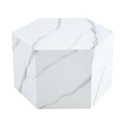 Modern MDF Coffee Table with Complex Texture Patterns, Stylish and Durable Design, White