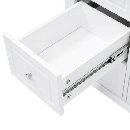 46" Bathroom Vanity without Sink, Cabinet Only, Soft-Close 6 Drawers & Double Doors with 2-Tier Shelves, Solid Pine Legs, White (Same SKU: N759P351752K)
