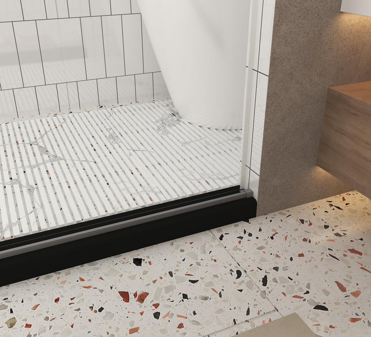 Frameless shower door 56-60 "W x 76" H, 1/4 "(6 mm) Clear Tempered Glass, Explosion Proof Film, Stainless Steel Handle,Brushed Nickel