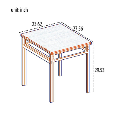 Extendable Dining Table Set with 4 Chairs, Industrial Rectangular Expandable Kitchen Table, Wood Grain Metal Frame Space Saving Dinner Furniture for Small Family Apartment