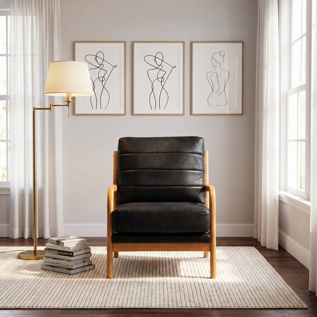 Foil fabric wood armchair