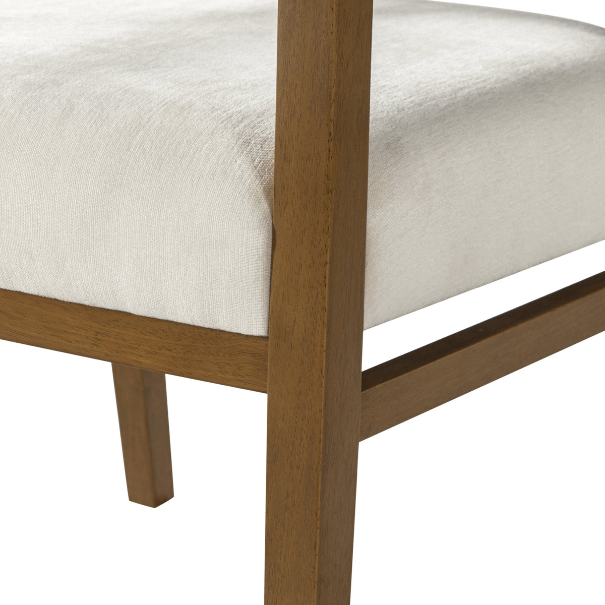 Rubber Wood Dining Chairs, Upholstered Fabric Armchairs(Set of 2),Natural wood + Beige fabric