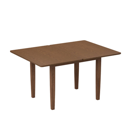 51.2" Solid Wood Folding Dining Table, Rotating Drop Leaf Design with Walnut Finish, Space-Saving Kitchen Table for 4-6 People, Farmhouse Style for Small Apartments, Easy Assembly