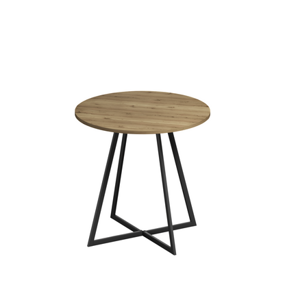 31.5 Inch Round Dining Table, Small Circle Kitchen Table with Metal Black Legs for 2-4 people, Modern Dining Room Table, Brown (only table) – Natural