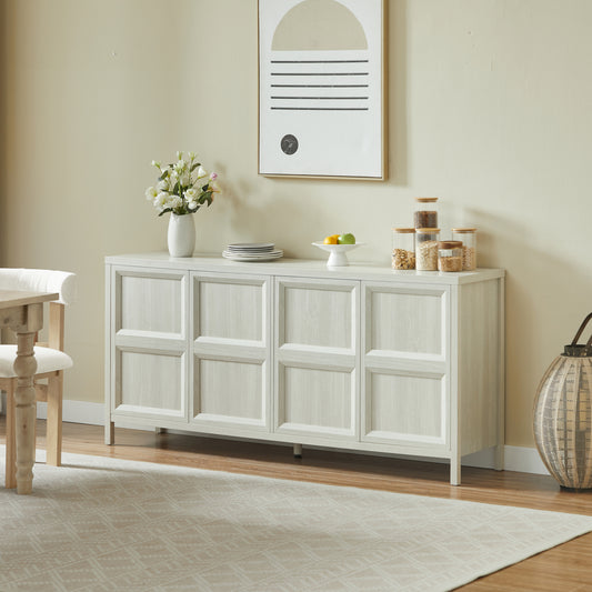 67'' Modern sideboard storage cabinet with tip-on opening, soft-close hinges, and tilt-proof wall mount, bedroom dresser.Light Grey.