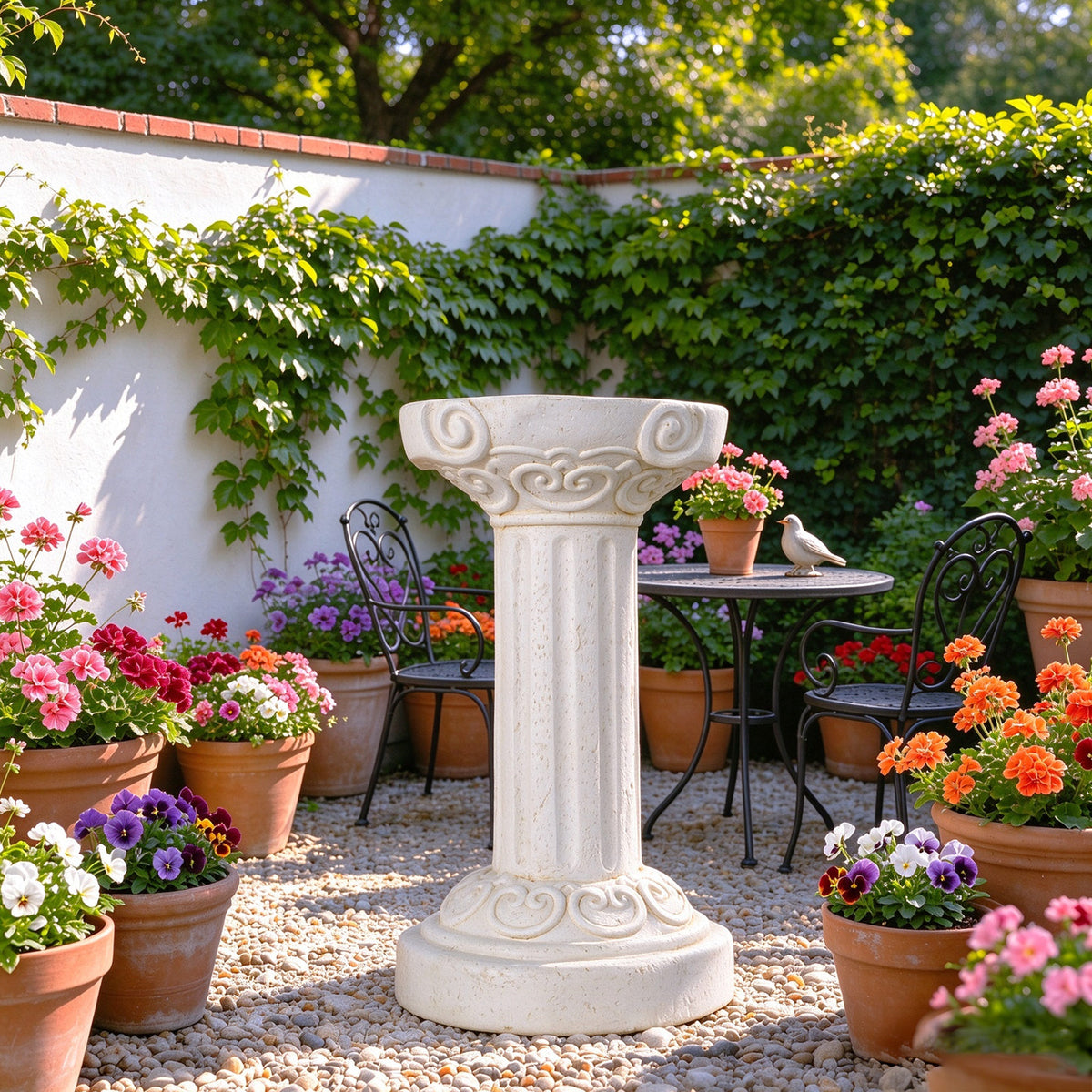 20.08' Sculptures Garden Statues, Large Roman Column Pedestal Cylinder Style, Magnesium Oxide Stone Composite Outdoor Garden Plant Stand Decor for Yard Patio Wedding, Ideal Home & Backyard Decoration