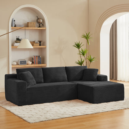 L-Shaped Cloud Sectional Sofa with Deep Seat, No Assembly Required, Modular Couches Sleeper, Black – Model W2339S00117
