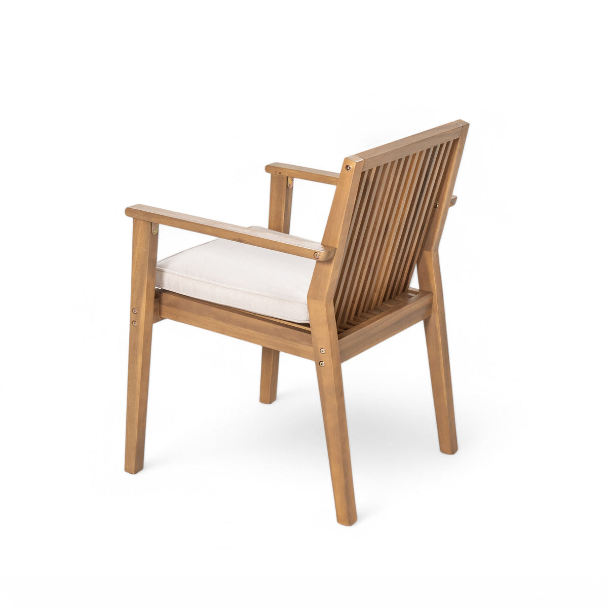 Patio Dining Chair Set of 2 - Sturdy Acacia Wood, Comfortable Waterproof Seating, 400 lbs Capacity, Brown Color Frame