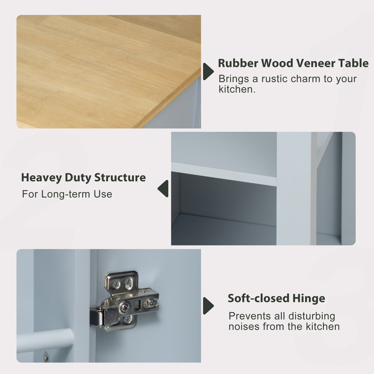 K&K 47 inch Kitchen Island with Extendable Dining Table, Rubber Wood Veneer Kitchen Table with Internal Storage Rack, Power Outlet