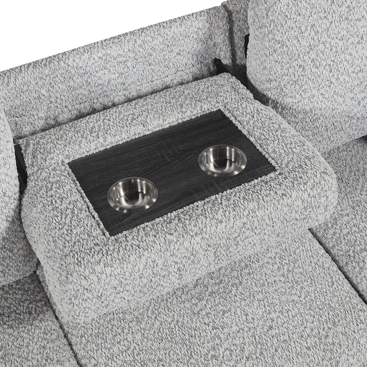 Giza Modular Sectional Sofa with Sleeper, Storage, USB Charging and Bouclé Upholstery in Gray