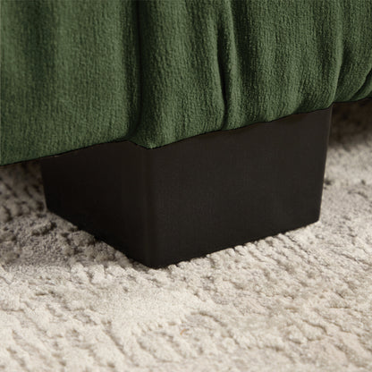 3 Seat Ruched Detailing Chenille Modular Sectional Sofa,Movable 2 Ottomans,High-Density Foam,L Shape Thickened  Back Cushions,Easy Assembly,For Living Room,Bedroom,Green
