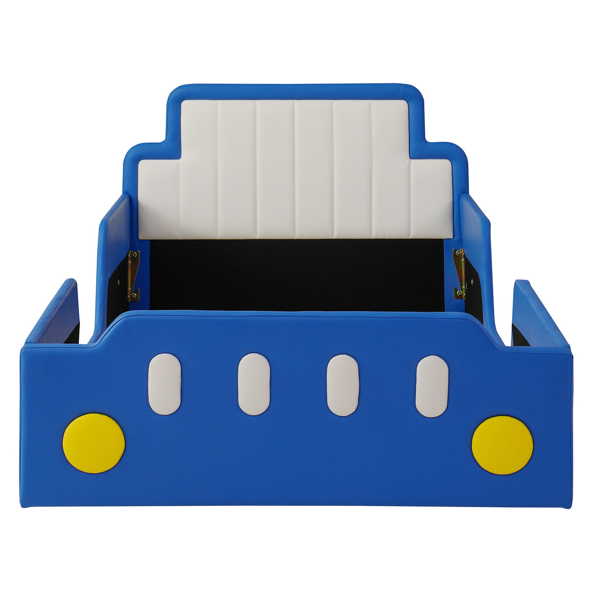 Twin Size Race Car-Shaped Platform Bed with Wheels,Blue
