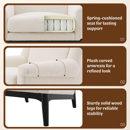 Modern Accent Chair with Flared Arms, Upholstered Lounge Chair, Mid-Century Modern Armchair with Solid Wood Legs, Ergonomic Reading Chair